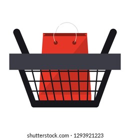 shopping basket with bag inside symbol