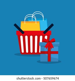 shopping basket bag vector illustration graphic design