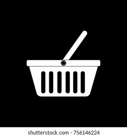 Shopping basket. Black background. Vector.
