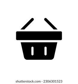 Shopping basket black glyph ui icon. Carry purchased items. Online marketplace. User interface design. Silhouette symbol on white space. Solid pictogram for web, mobile. Isolated vector illustration