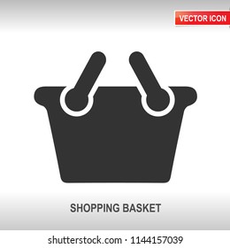 shopping basket black vector icon on white background