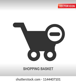 shopping basket black vector icon on white background