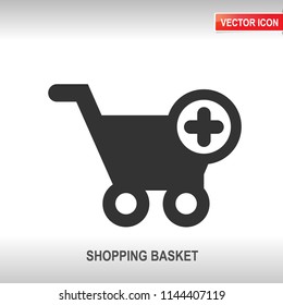 shopping basket black vector icon on white background