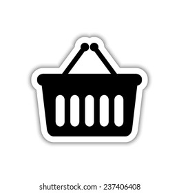 shopping basket - black vector icon with shadow