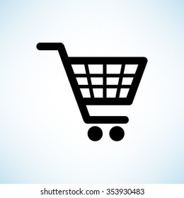 shopping basket -  black vector icon