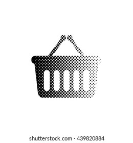 shopping basket - black vector icon;  halftone illustration