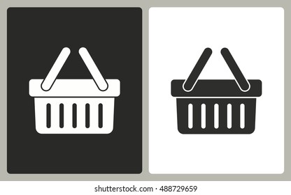 Shopping basket - black and white icons. Vector illustration.