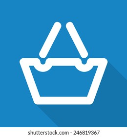 Shopping basket in blue. Flat icon design.