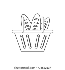 shopping basket with breads icon over white background vector illustration