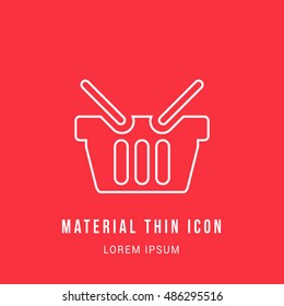 Shopping Basket Bright red material designed line thin flat icon / logo