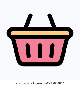 Cesta De La Compra, Icono De Vector De Cubo, Icono De Vector Lineal Aislado.