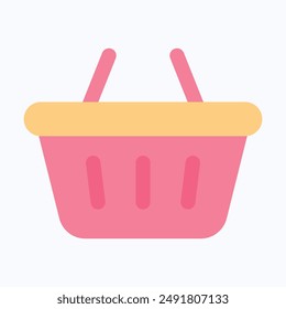 Shopping Basket, Bucket Vector Icon, Flat Style Isolated Vector Icon.
