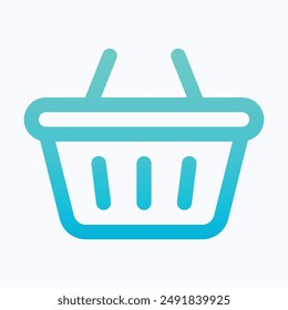 Shopping Basket, Bucket Vector Icon, Isolated Lineal Gradient Vector Icon.