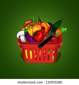 shopping basket with bunch of vegetables
