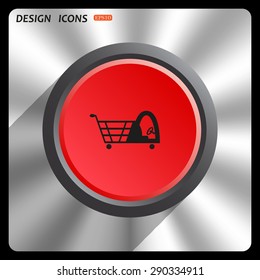 Shopping basket with cabin for children. icon. vector design