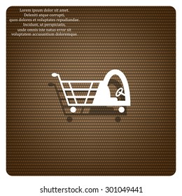 Shopping basket with cabin for children. icon. vector design
