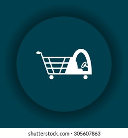 Shopping basket with cabin for children. icon. vector design