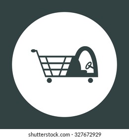 Shopping basket with cabin for children. icon. vector design