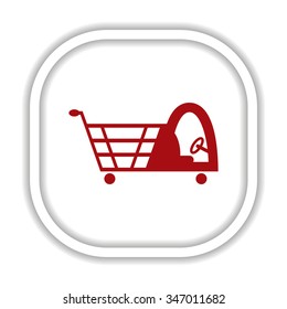 Shopping basket with cabin for children. icon. vector design