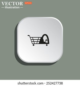 Shopping basket with cabin for children, vector illustration, EPS 10