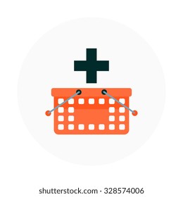 Shopping basket, cart theme, flat style, colorful, vector icon for info graphics, websites, mobile and print media.