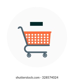 Shopping basket, cart theme, flat style, colorful, vector icon for info graphics, websites, mobile and print media.
