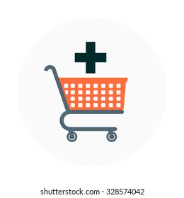Shopping basket, cart theme, flat style, colorful, vector icon for info graphics, websites, mobile and print media.