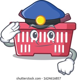 Shopping basket Cartoon mascot performed as a Police officer