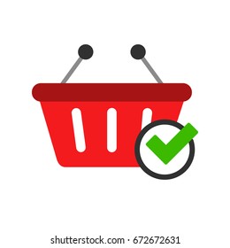 Shopping basket and check mark