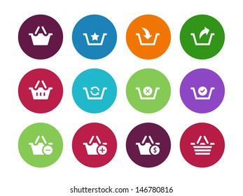 Shopping Basket circle icons on white background. Vector illustration.