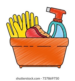 shopping basket with cleaning products