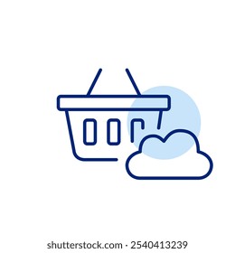Shopping basket and cloud. Cross-device seamless online shopping experience. Pixel perfect vector icon
