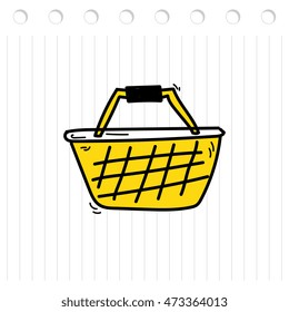 Shopping basket colored doodle