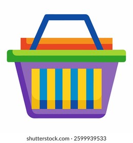 shopping basket colour vector icon