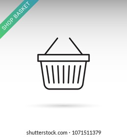 Shopping basket concept. Flat modern web outline icon isolated on white background.