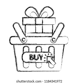 shopping basket with cursor and gift