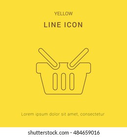 Shopping Basket Cute yellow thin line icon / logo Design