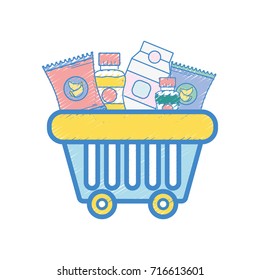 shopping basket with delicious products to buy