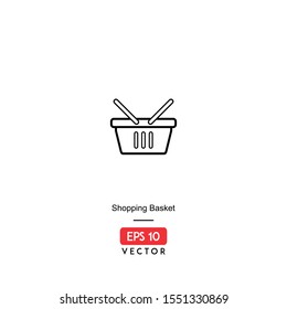 Shopping Basket Discount Icon. Ecommerce Isolated On White Background. With Line Style. Buy and Sell Icon. EPS10 - Vector