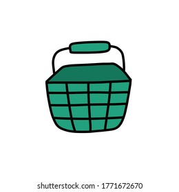 shopping basket doodle icon, vector illustration