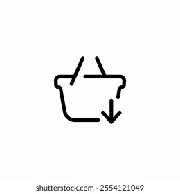 shopping basket down arrow download icon sign vector