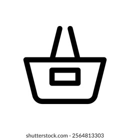 Shopping basket. Editable stroke vector icon.