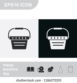 Shopping basket flat black and white vector icon.
