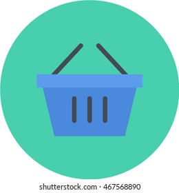 shopping basket flat circle icon