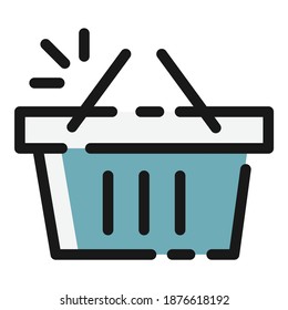Shopping Basket Flat Icon Isolated On White Background