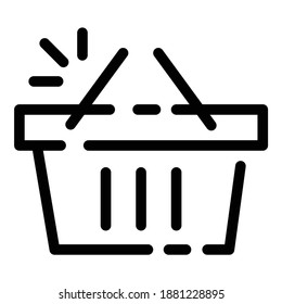 Icono plano de la cesta de compras aislado en fondo blanco