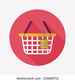 shopping basket flat icon with long shadow,eps10