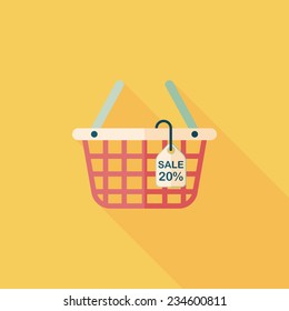 shopping basket flat icon with long shadow,eps10