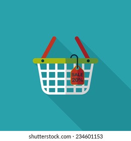 shopping basket flat icon with long shadow,eps10