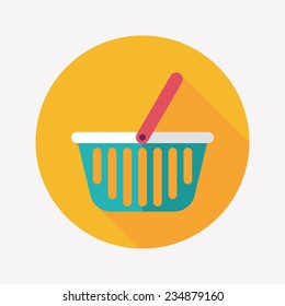 shopping basket flat icon with long shadow,eps10
